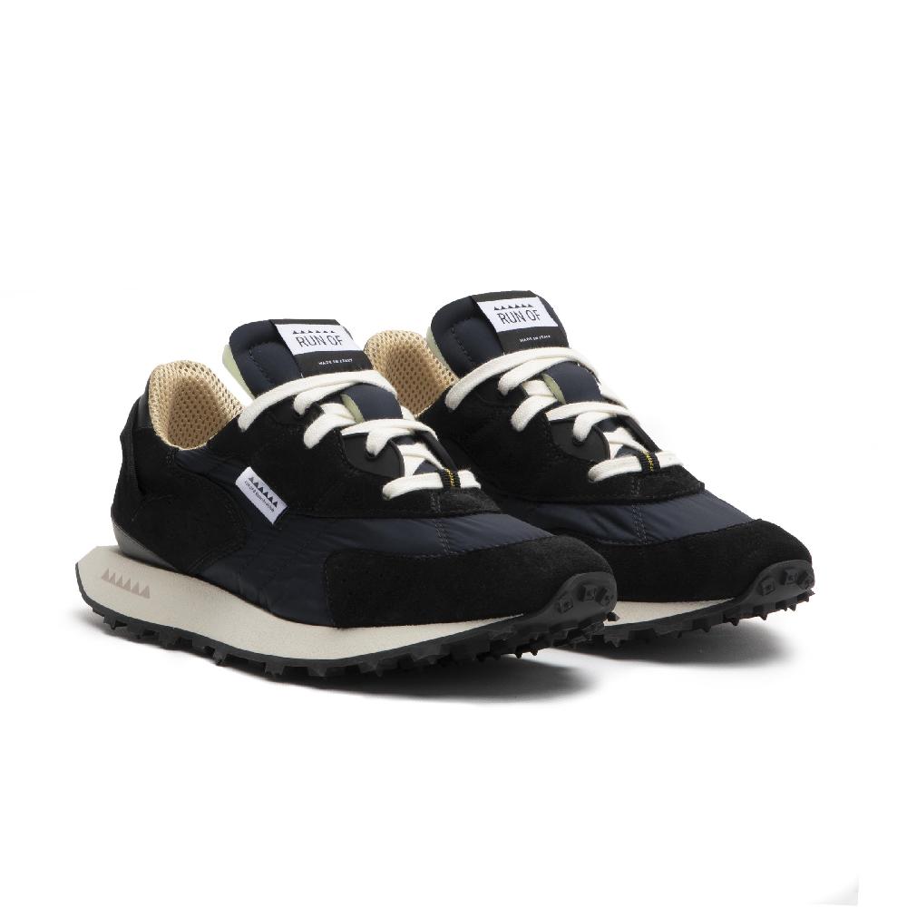 RUN OF Kripto sneakers in pelle scamosciata nera e nylon nero Nuova
