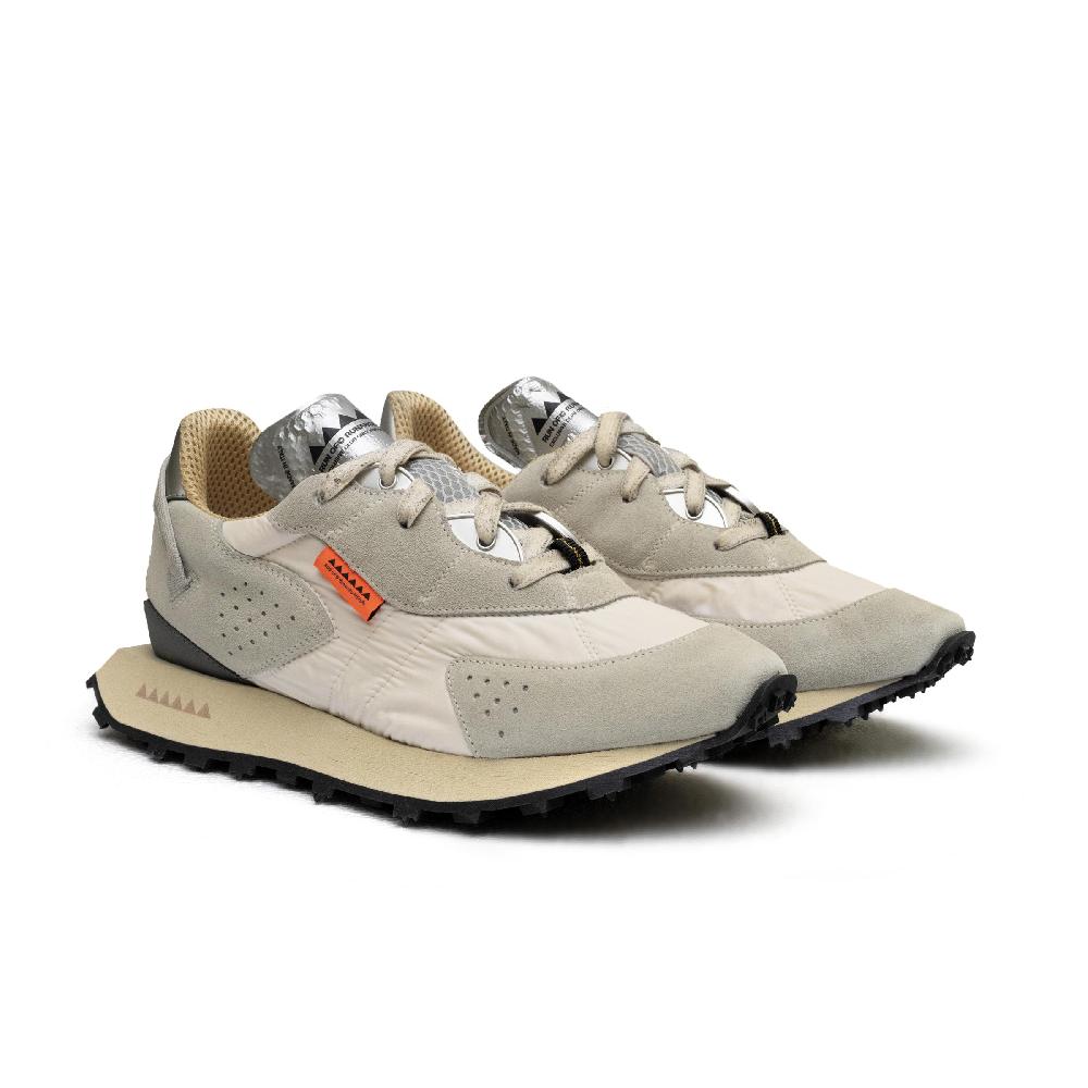 RUN OF Vaporix sneakers in pelle scamosciata stone e nylon con effetto vintage UV Moda