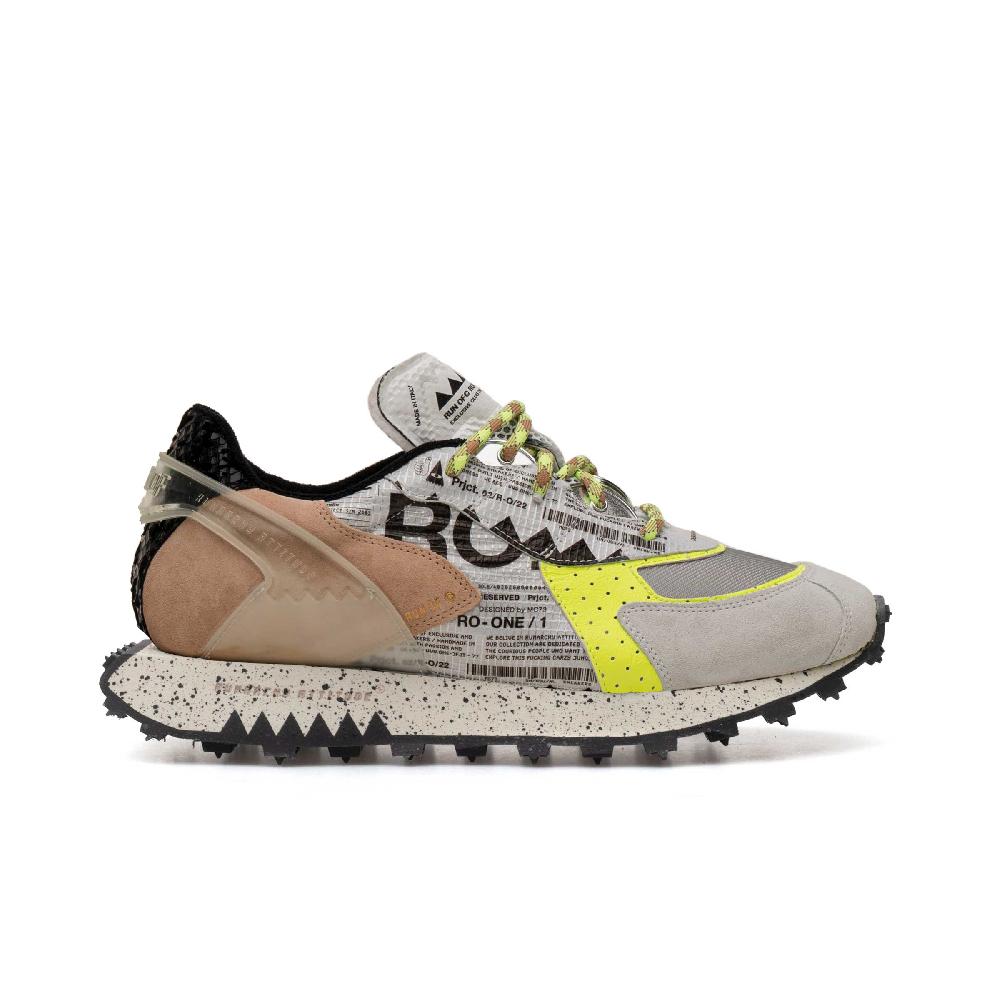 RUN OF Ro1 Raji sneakers in pelle nylon pelle scamosciata e rete Italy