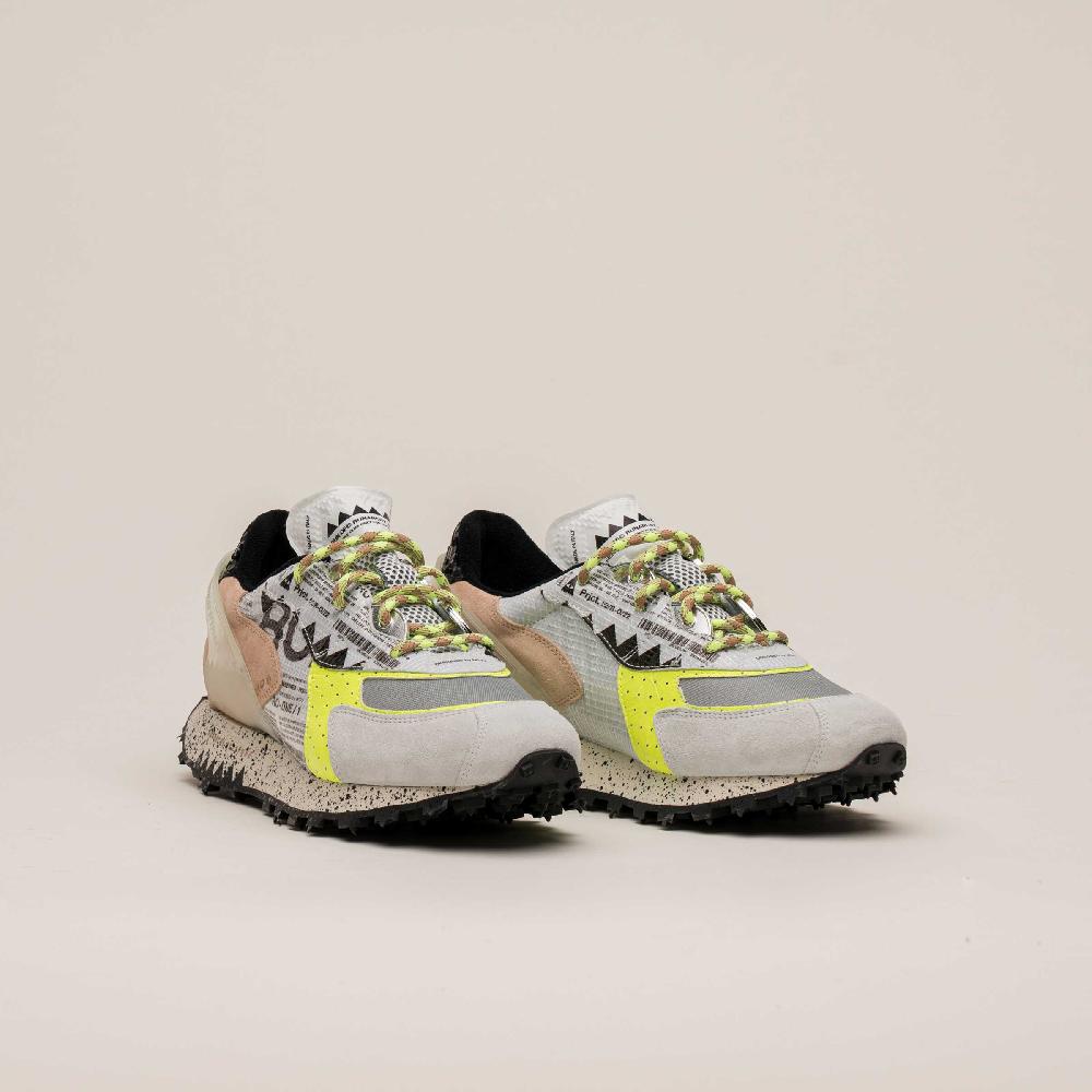 RUN OF Ro1 Raji sneakers in pelle nylon pelle scamosciata e rete Italy