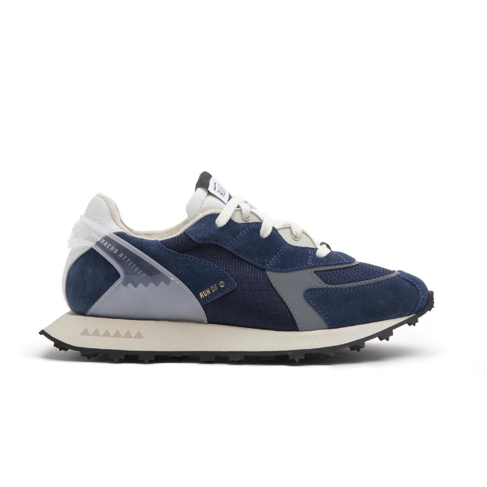 RUN OF sneakers Blau in pelle e rete con talloncino in pelle Vendita