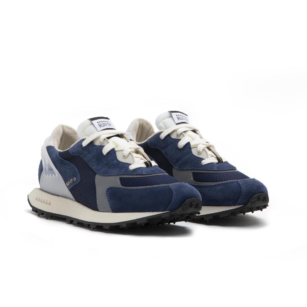 RUN OF sneakers Blau in pelle e rete con talloncino in pelle Vendita