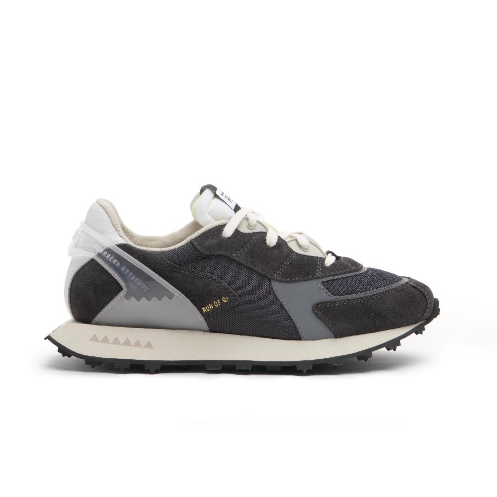 RUN OF sneakers Grau in pelle e rete con talloncino in pelle Promozione