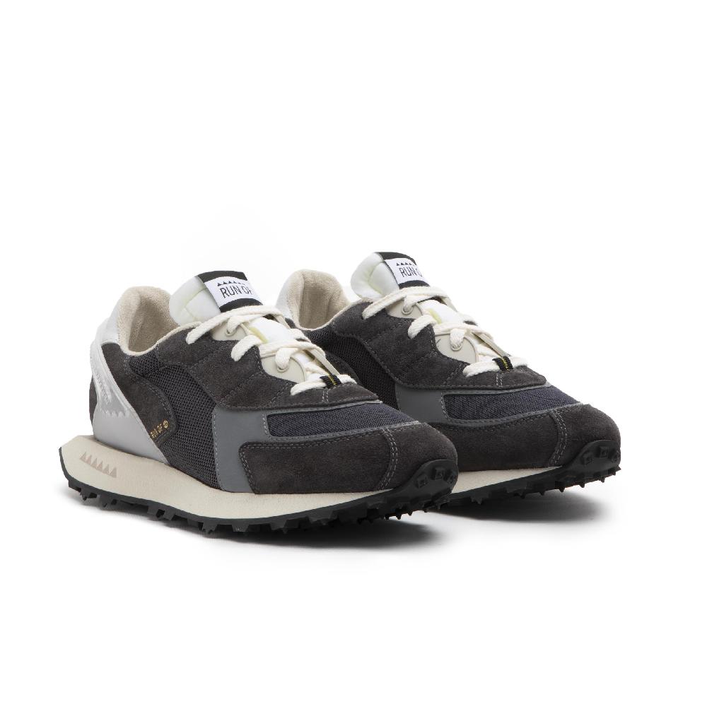 RUN OF sneakers Grau in pelle e rete con talloncino in pelle Promozione
