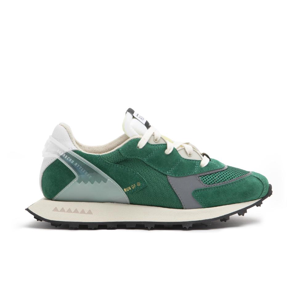 RUN OF sneakers Grun in pelle e rete con talloncino in pelle Spedizione Gratuita