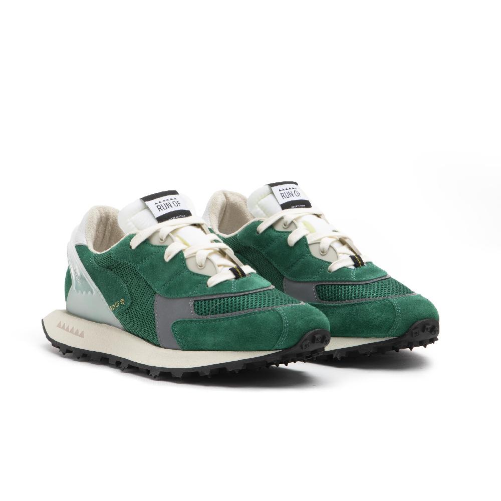 RUN OF sneakers Grun in pelle e rete con talloncino in pelle Spedizione Gratuita
