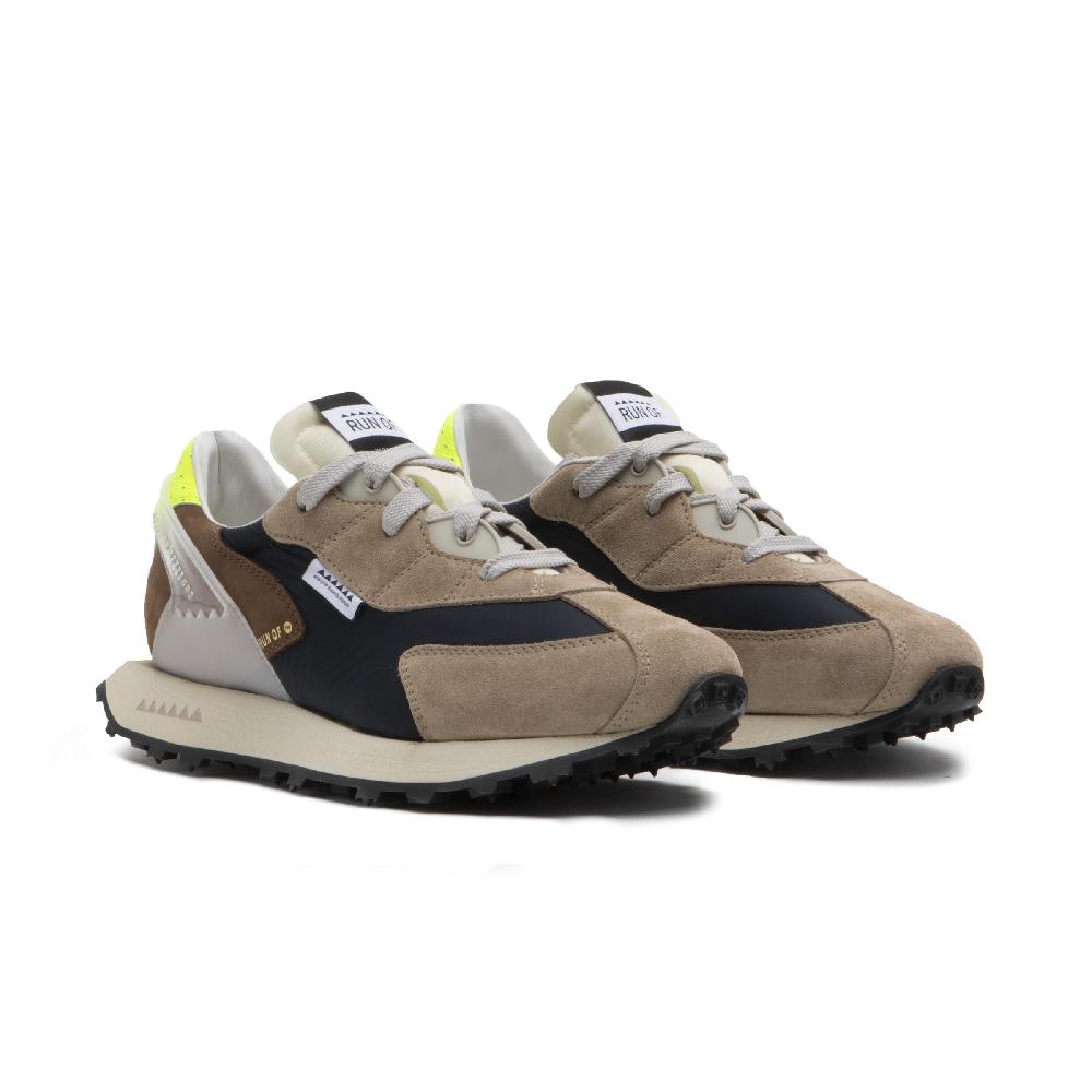 RUN OF Barrio sneakers in pelle scamosciata nylon e nabuk con talloncino in pelle gialla % Pezzi Unici