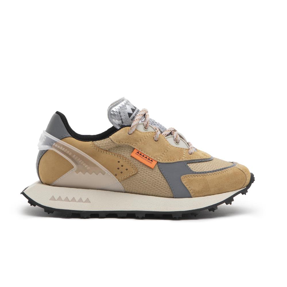 RUN OF Atene sneakers in pelle scamosciata marrone chiaro nabuk e nylon Promozione Limitata