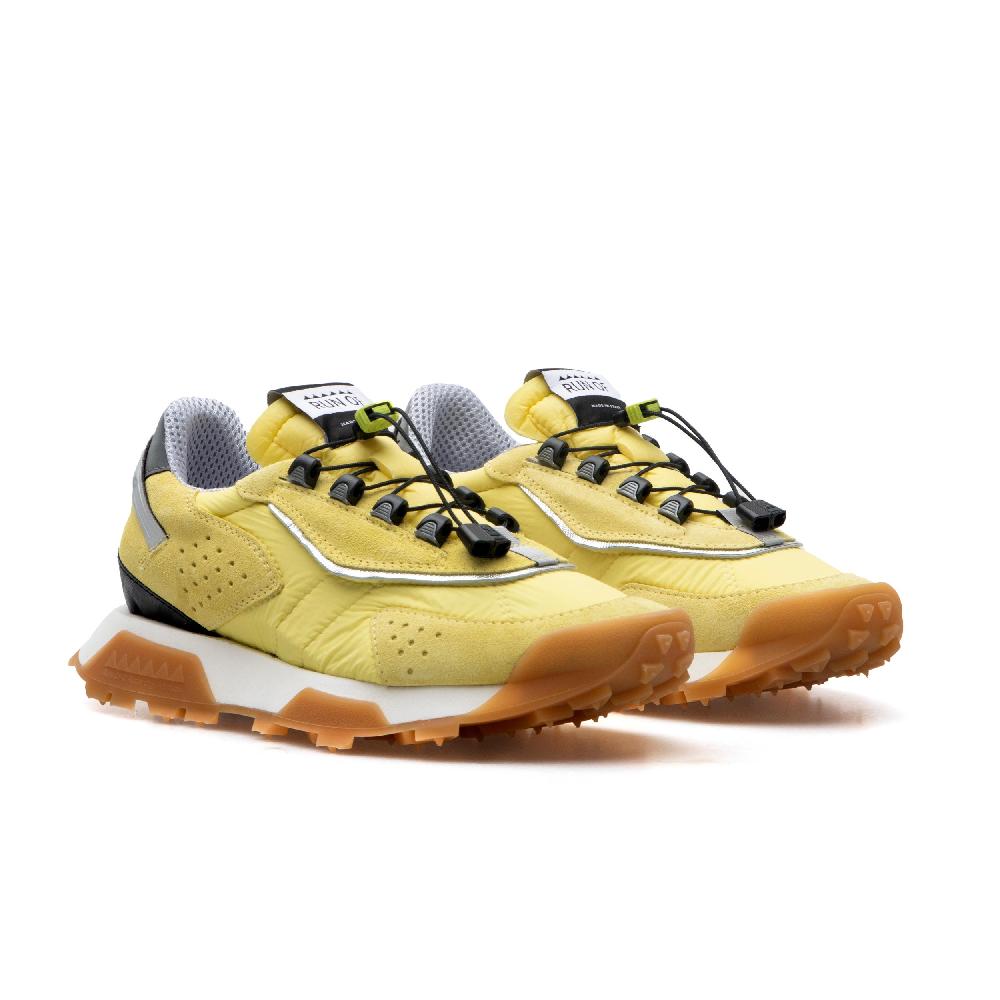 RUN OF Hill sneakers in pelle scamosciata e nylon giallo con sistema di allacciatura rapida Novità