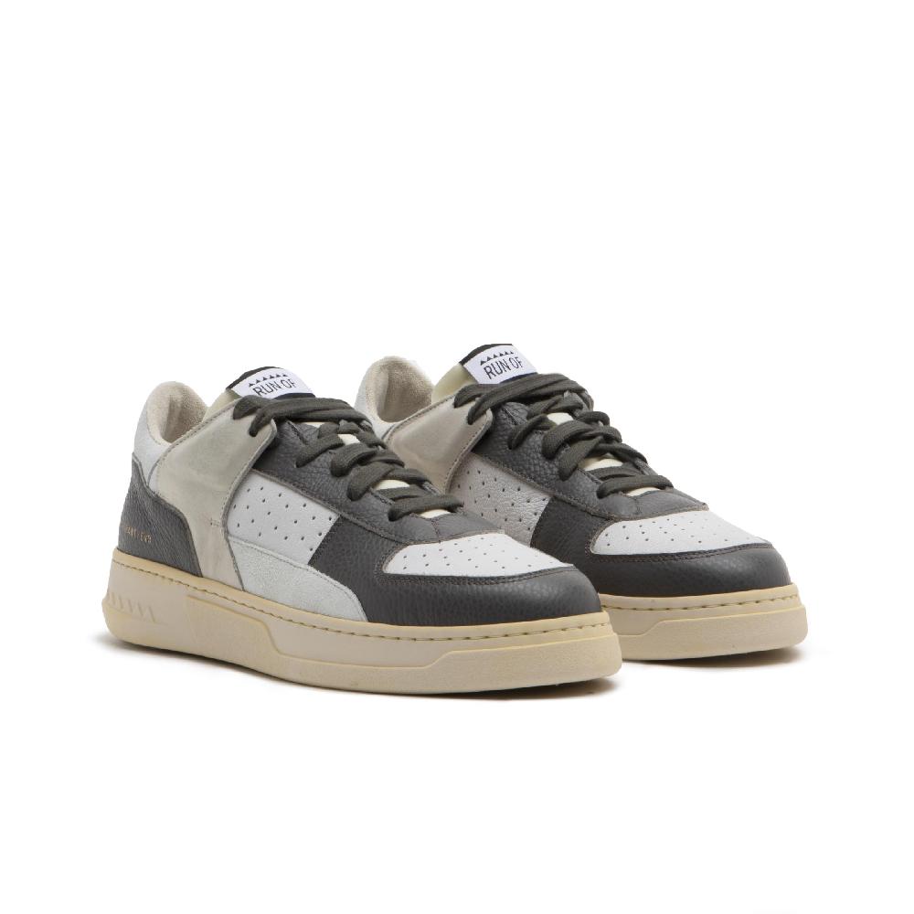RUN OF Detroit/One sneakers | in pelle bianca e nera con talloncino bianco % Economico