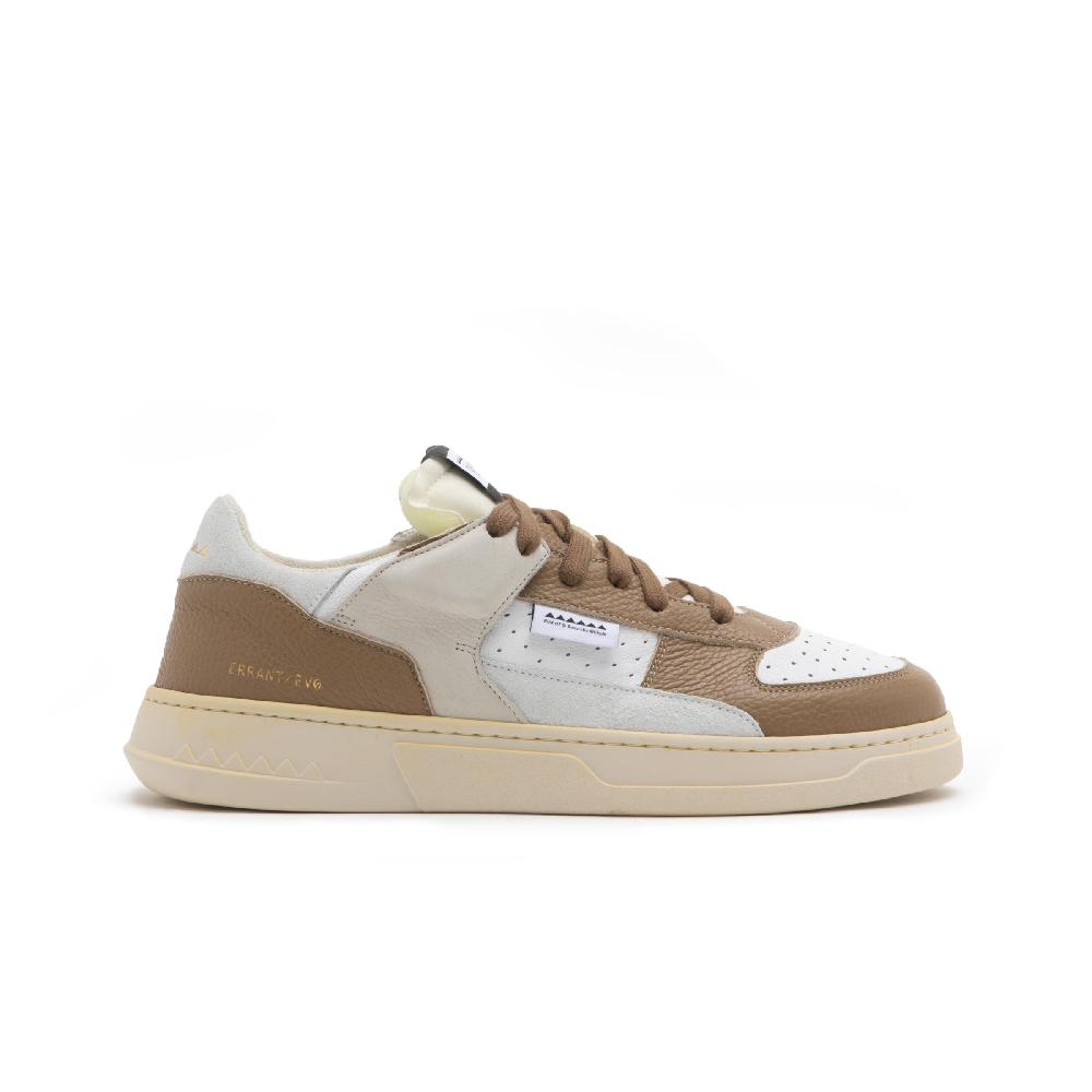 RUN OF Detroit/Two sneakers in pelle bianca e caramel
