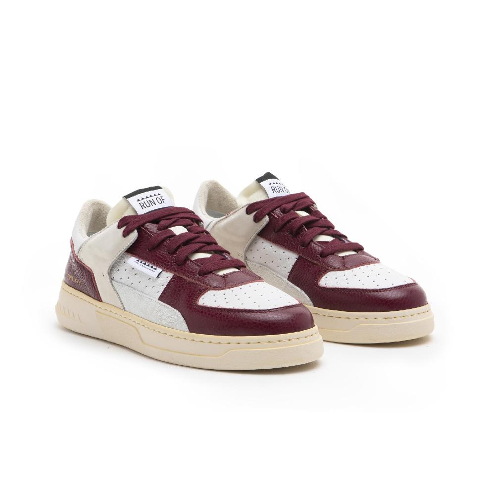 RUN OF Detroit/Three sneakers in pelle bordeaux e bianca | % Outlet