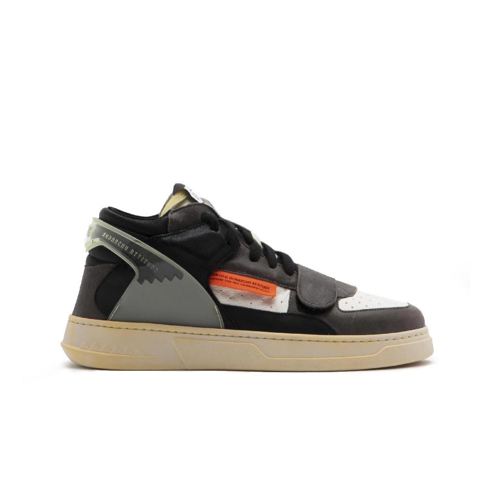 RUN OF Legend/One sneakers mid in pelle bianca e grigio scuro Vendite Flash