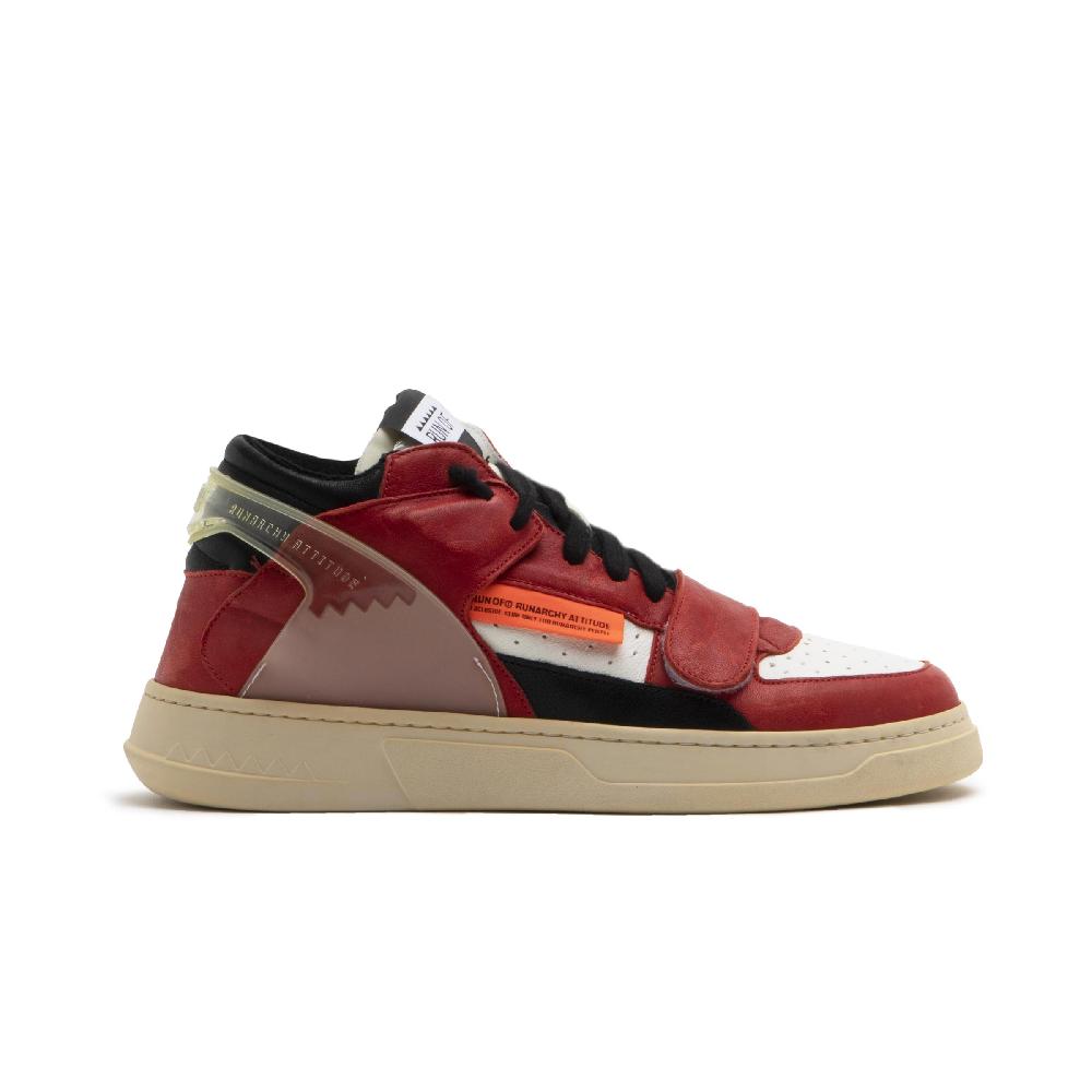 RUN OF Legend/Two sneakers medie in pelle bianca e rossa Hotsell