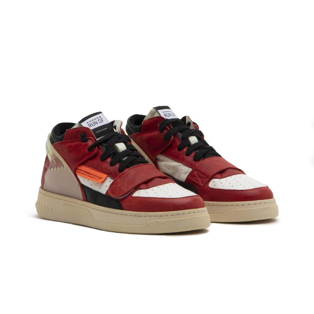 RUN OF Legend/Two sneakers medie in pelle bianca e rossa Hotsell
