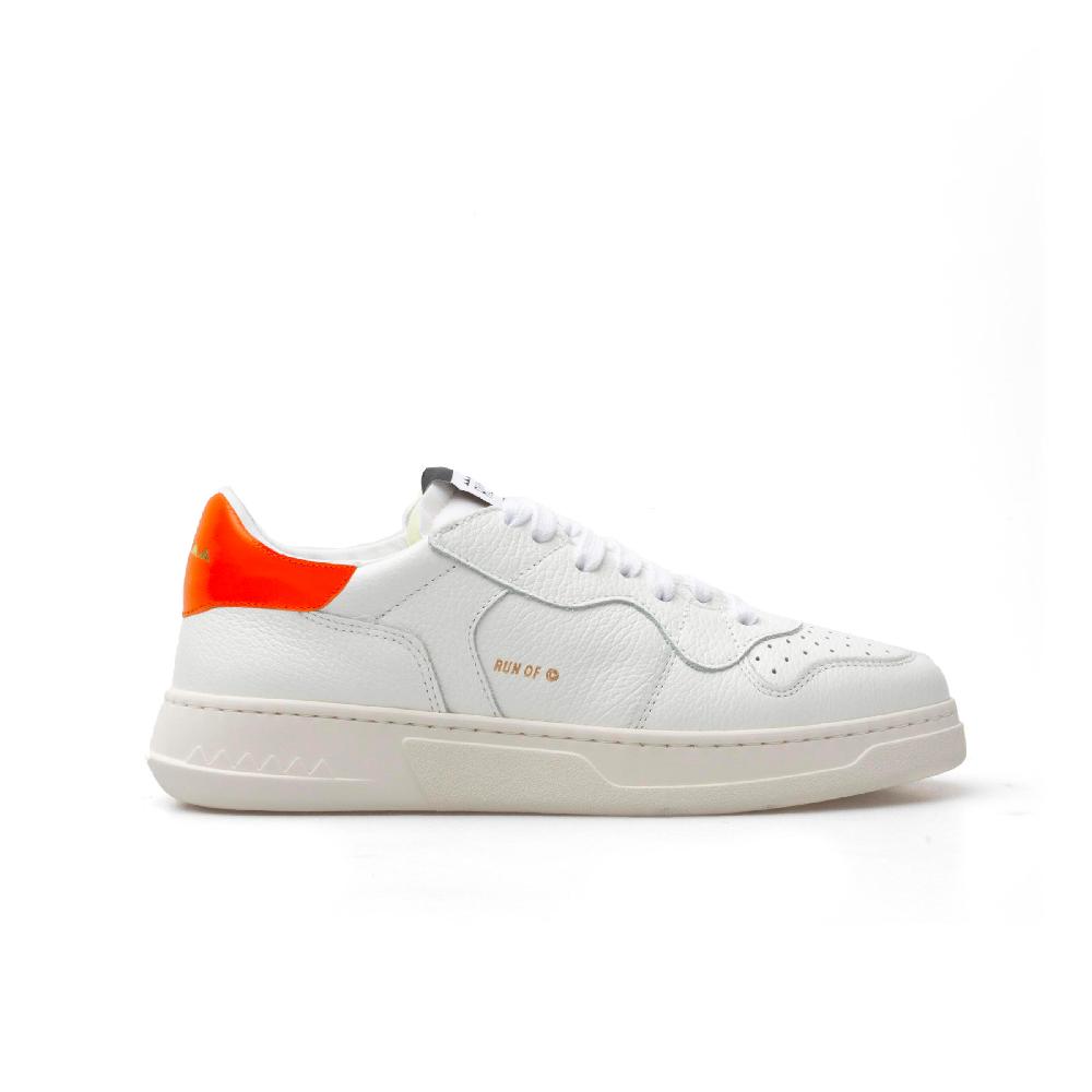 RUN OF Classic AF1 sneakers in pelle bianca con talloncino in pelle arancione Saldi Di Fabbrica