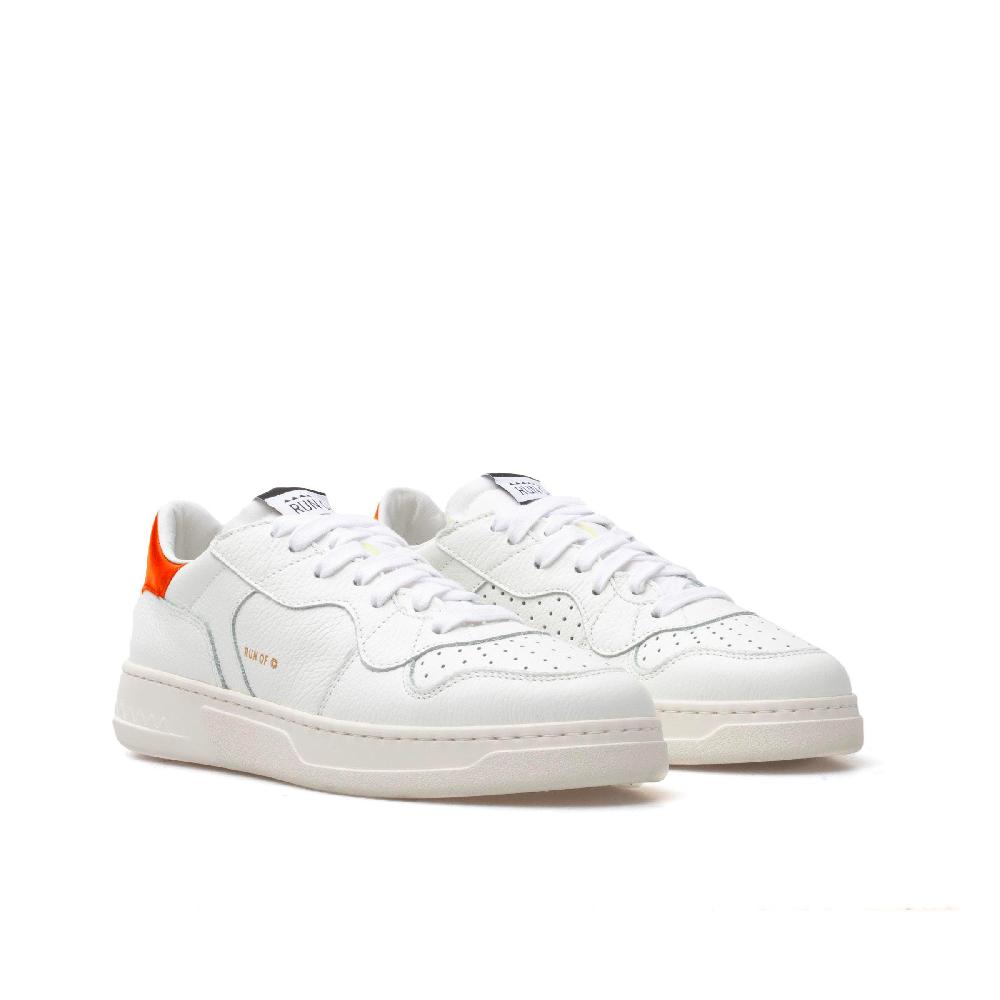 RUN OF Classic AF1 sneakers in pelle bianca con talloncino in pelle arancione Saldi Di Fabbrica