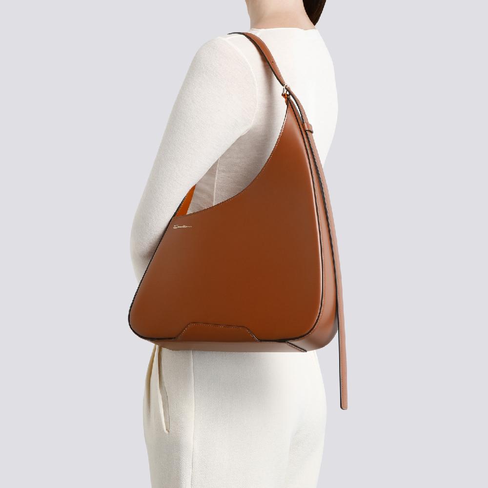 Santoni Borsa a spalla The Pluto Hobo in pelle marrone Italy
