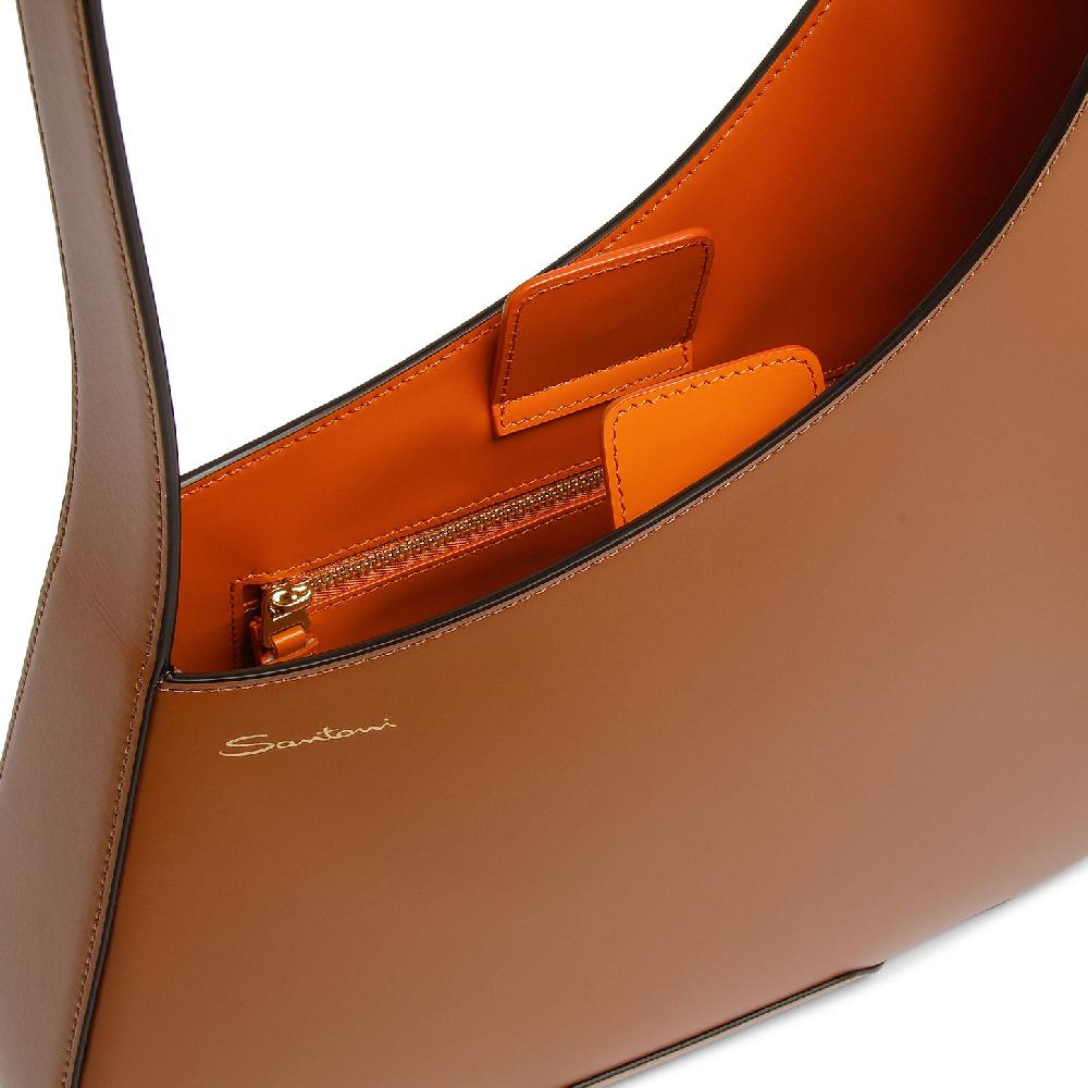 Santoni Borsa a spalla The Pluto Hobo in pelle marrone Italy