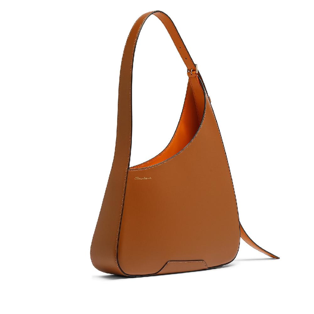 Santoni Borsa a spalla The Pluto Hobo in pelle marrone Italy