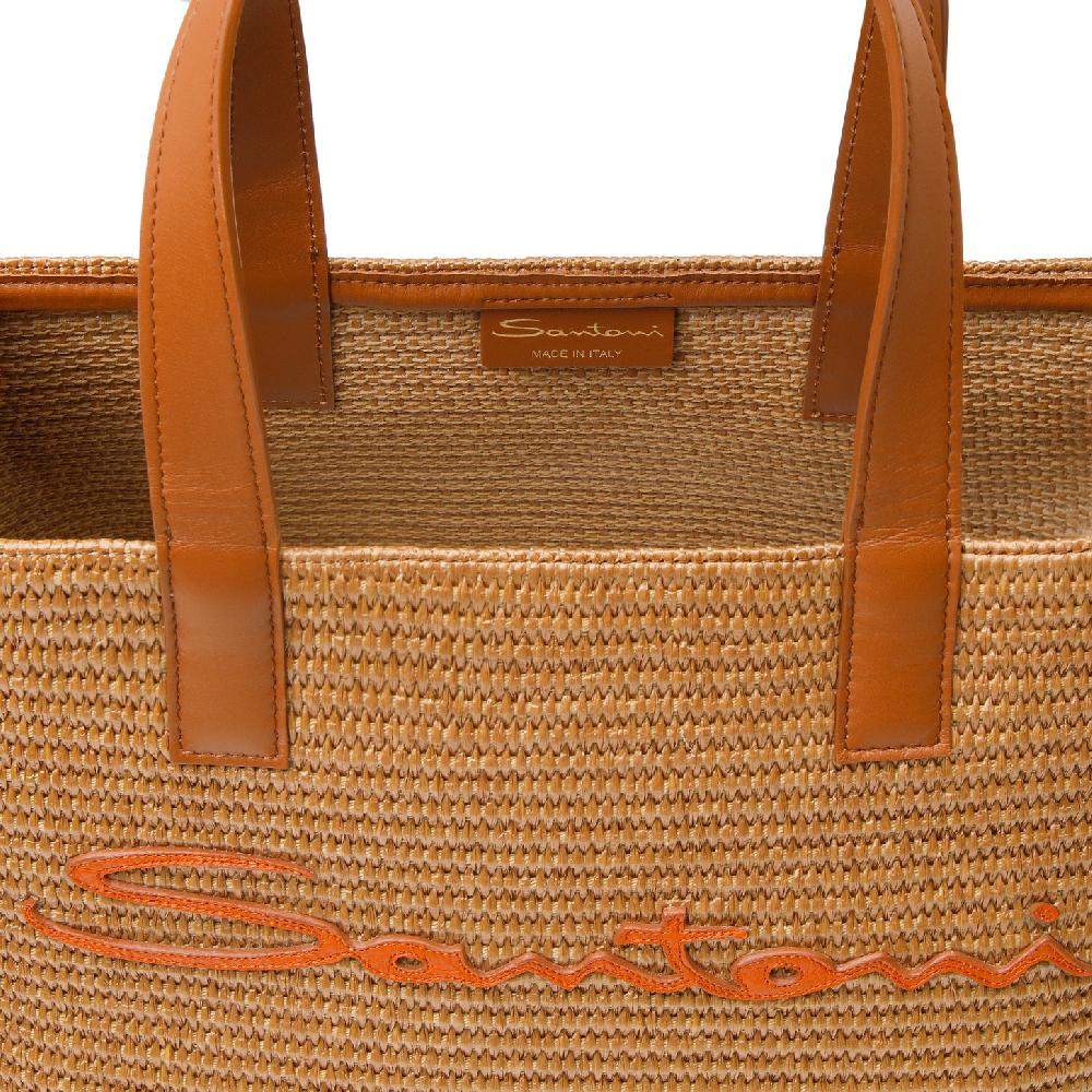 Santoni Borsa tote in rafia marrone 2025
