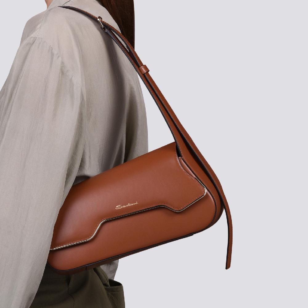 Santoni Borsa ThePluto in pelle marrone In Linea