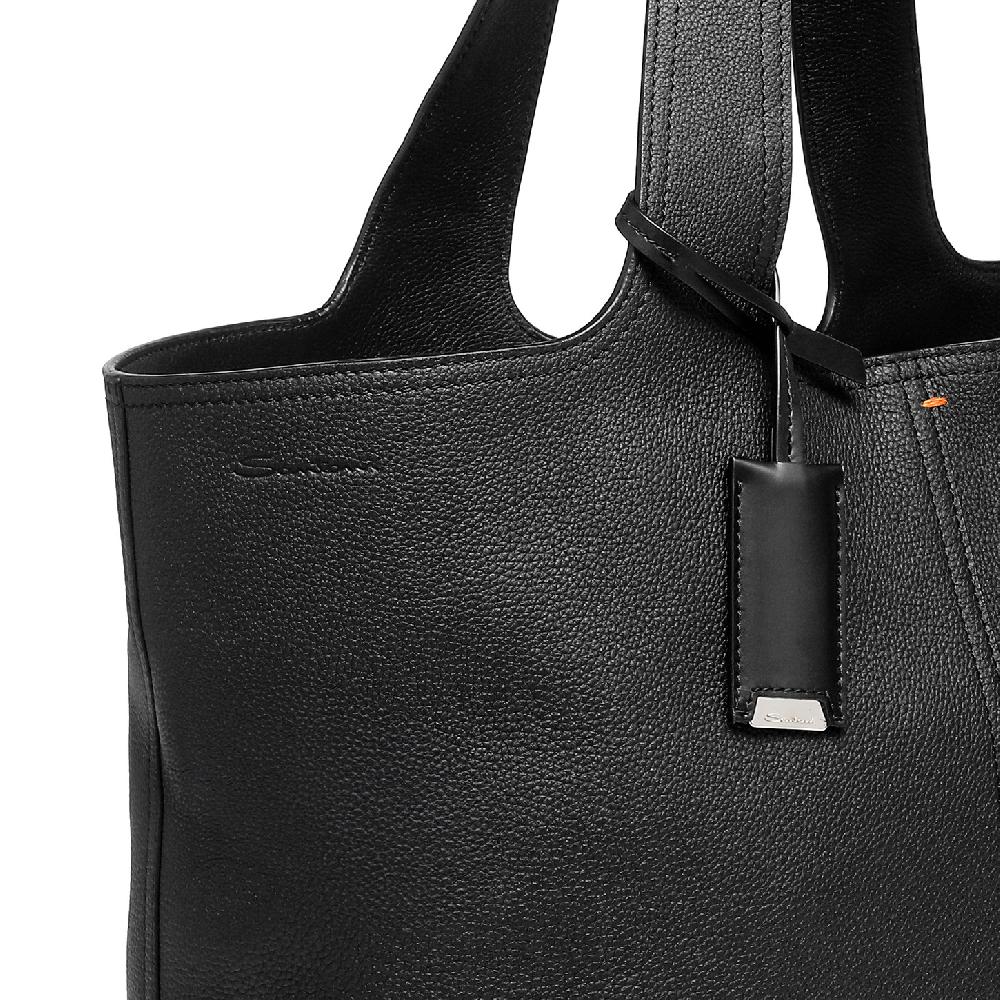 Santoni Borsa in pelle bottalata nera Nuovo