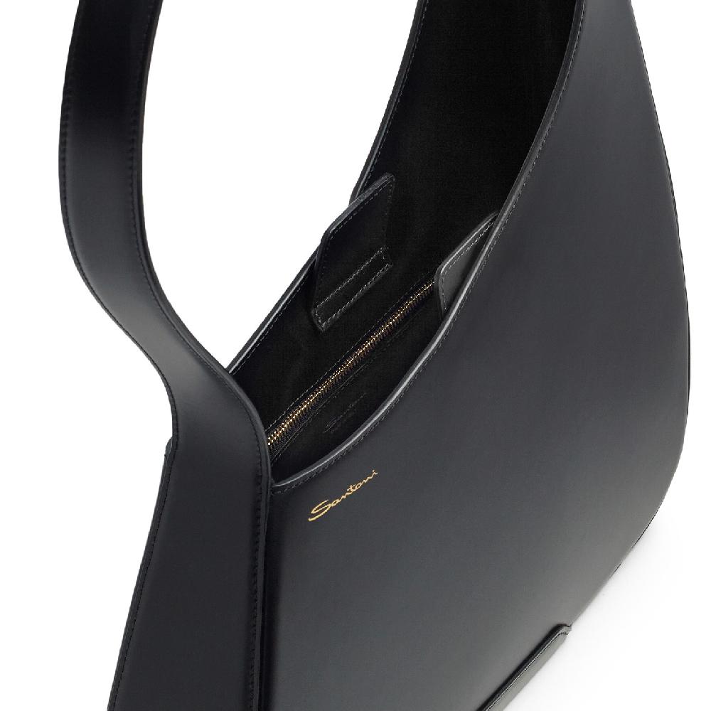 Santoni Borsa ThePluto a spalla in pelle nera Vendita