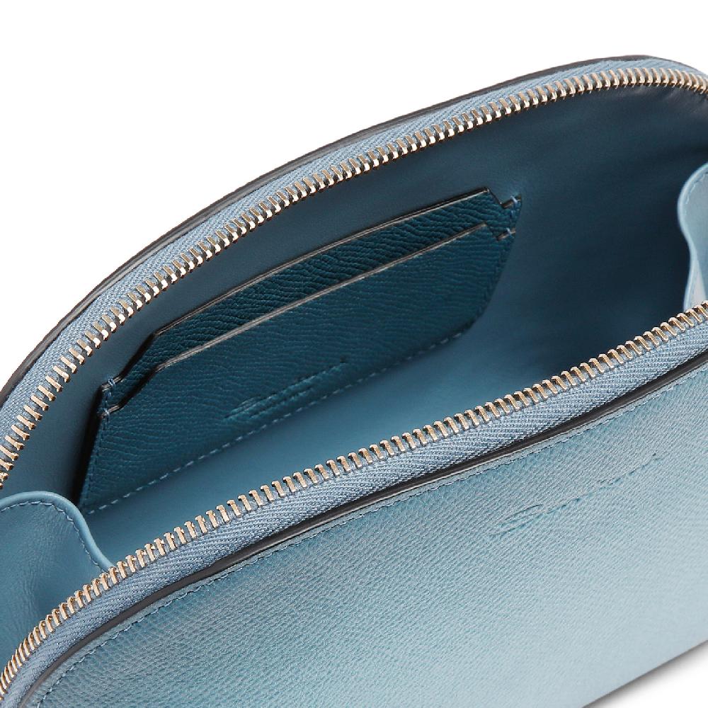Santoni Pouch in Saffiano azzurro Soddisfazione Garantita