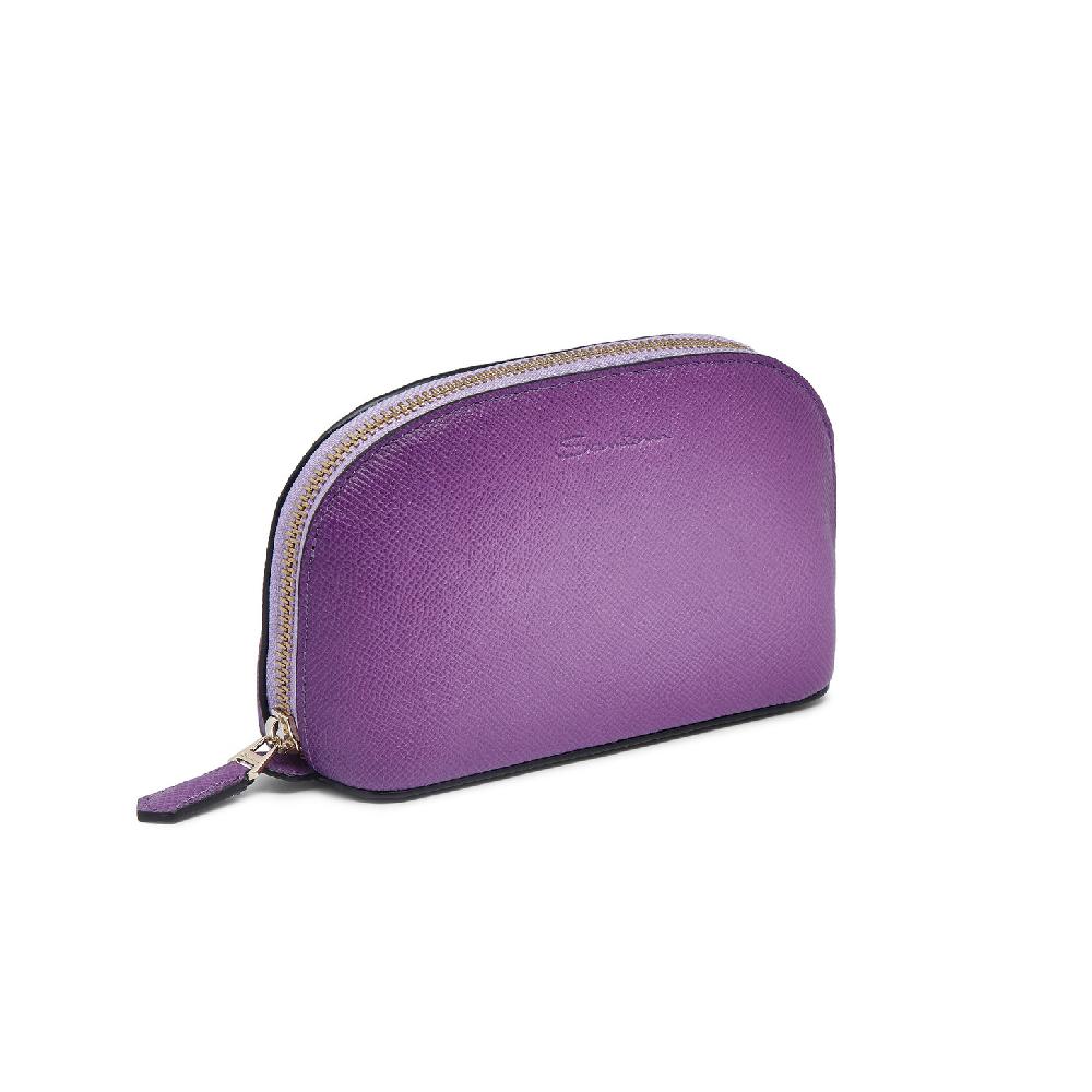 Santoni Pouch in Saffiano viola Qualità Garantita