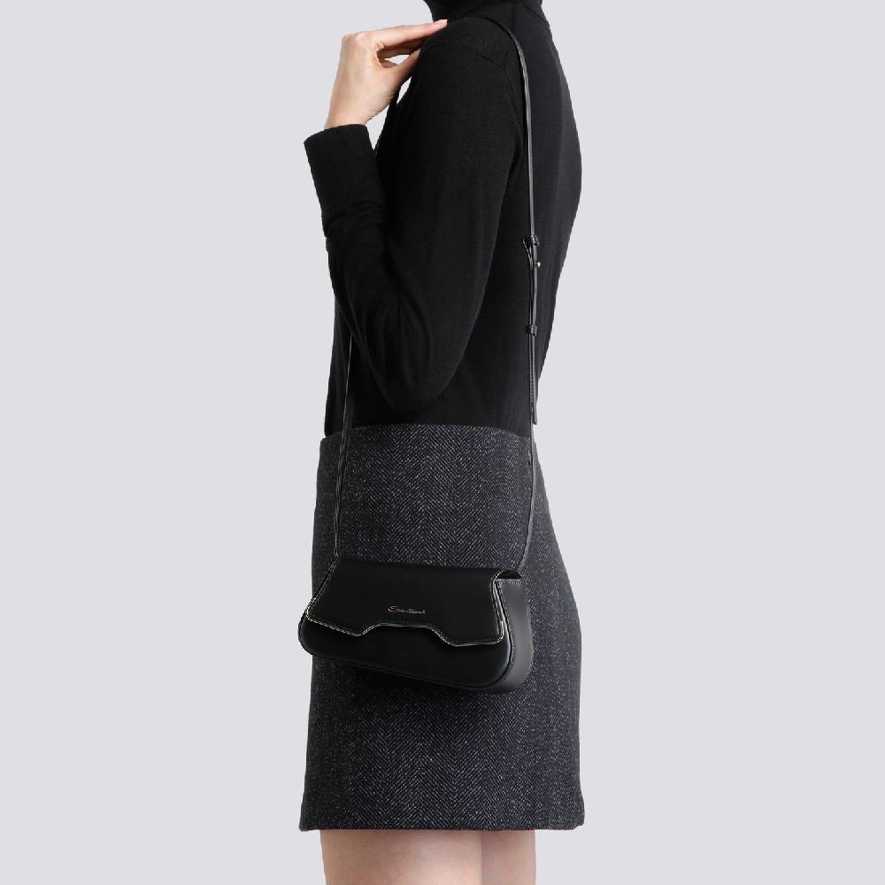 Santoni Borsa ThePluto a tracolla in pelle nera Shopping Online