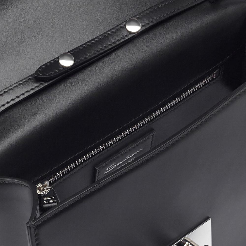 Santoni Borsa a tracolla in pelle nera Sottocosto