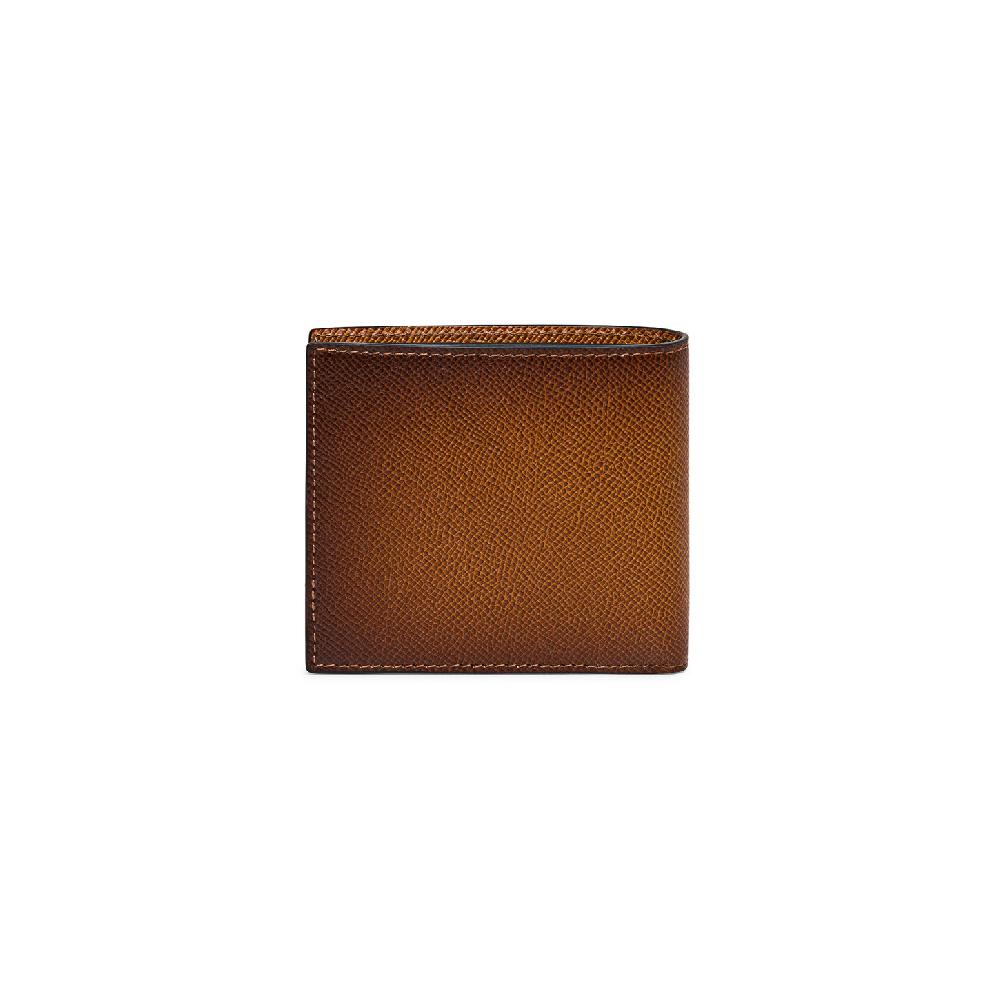 Santoni Portafoglio con porta monete in saffiano marrone In Vendita