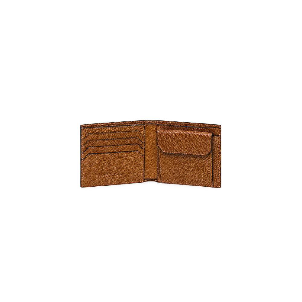 Santoni Portafoglio con porta monete in saffiano marrone In Vendita