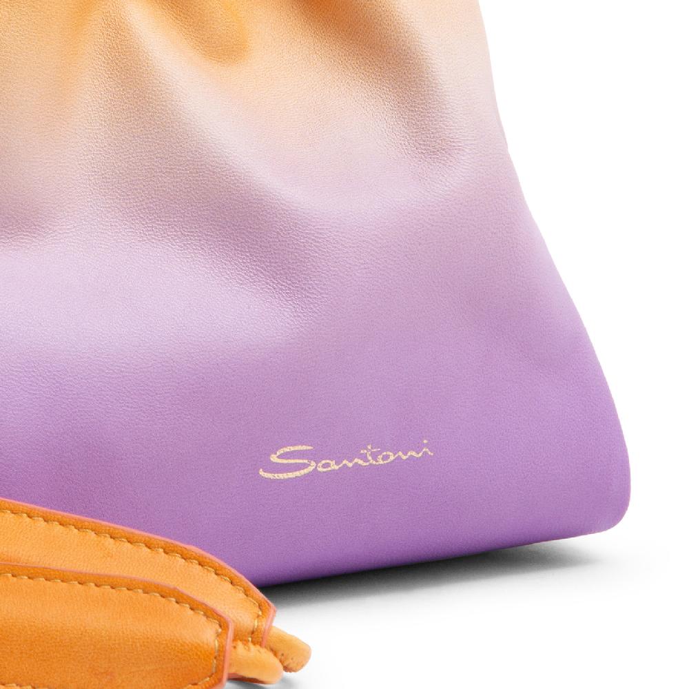 Santoni Borsa a secchiello in pelle lilla ed arancione Saldi Di Fabbrica