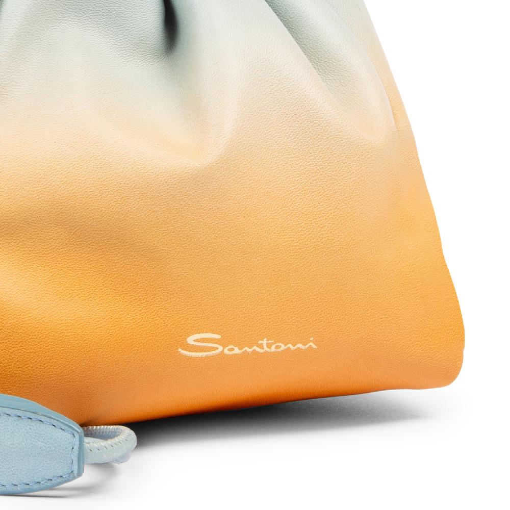 Santoni Borsa a secchiello in pelle arancione ed azzurro I Più Venduti