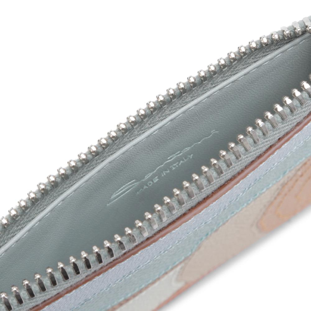 Santoni Porta monete in Saffiano azzurro Vendite Flash