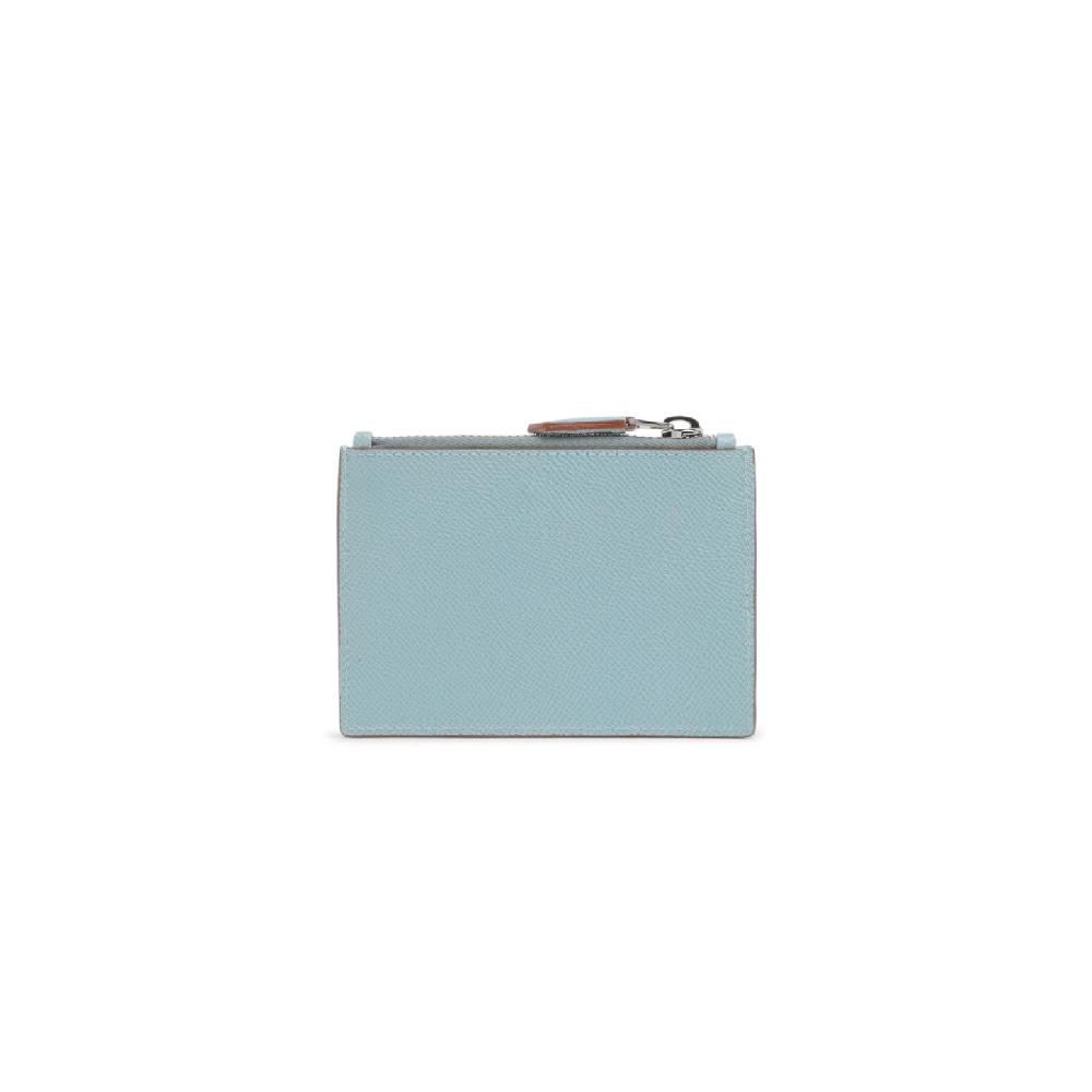 Santoni Porta monete in Saffiano azzurro Vendite Flash