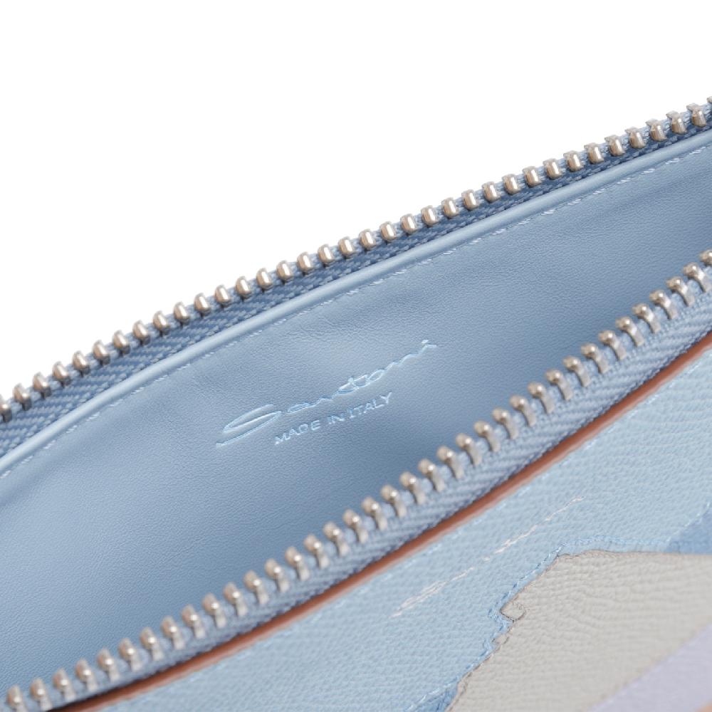 Santoni Pouch piccola in Saffiano azzurro In Linea