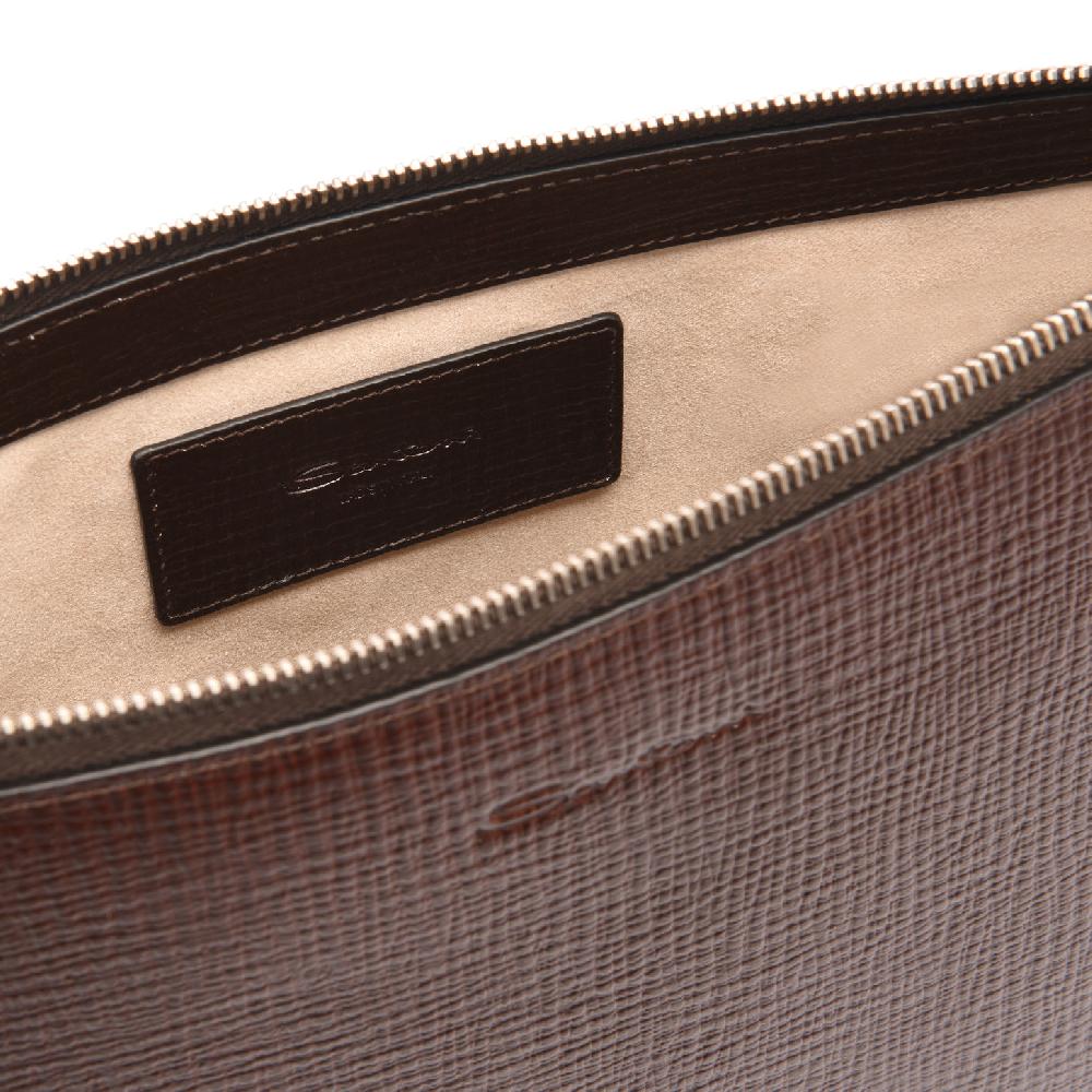 Santoni Pouch in pelle stampata testa di moro 2025