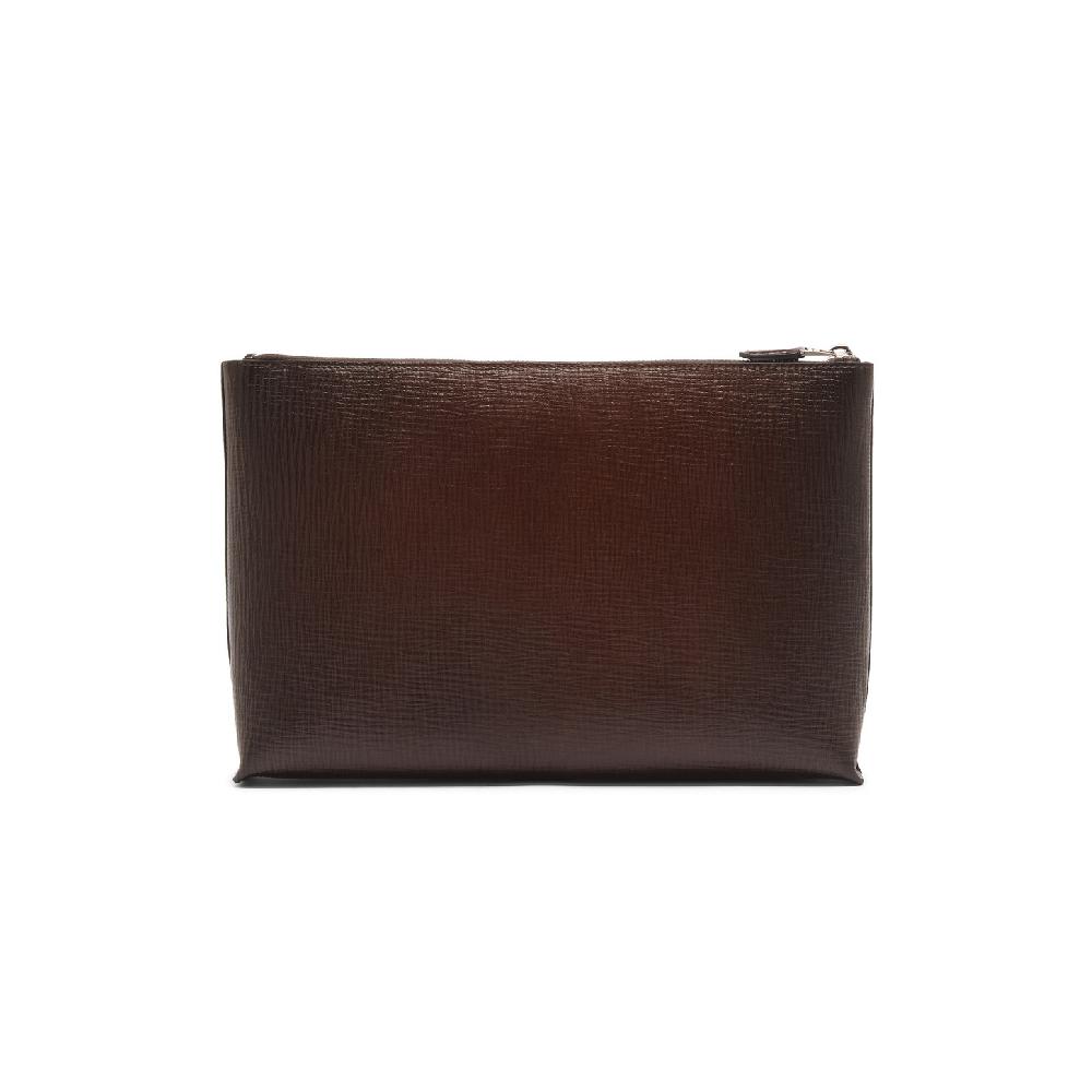Santoni Pouch in pelle stampata testa di moro 2025