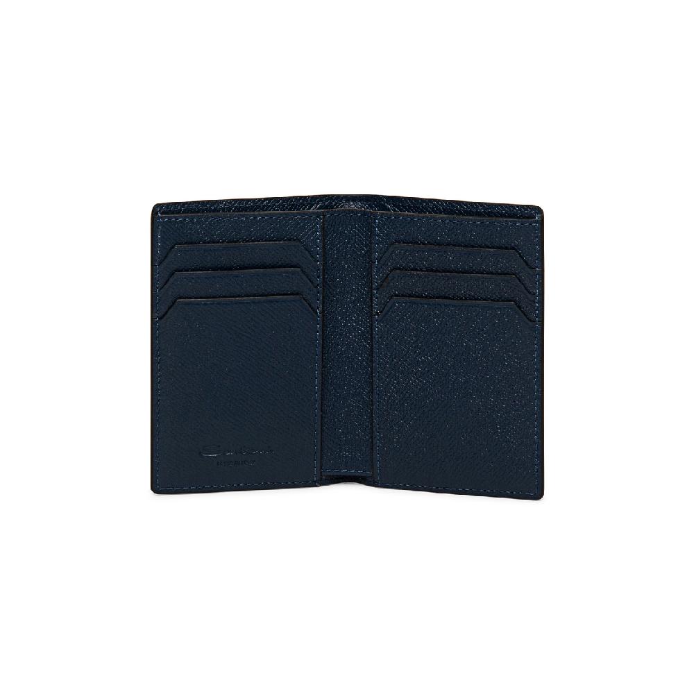 Santoni Portafoglio verticale in saffiano blu Italy