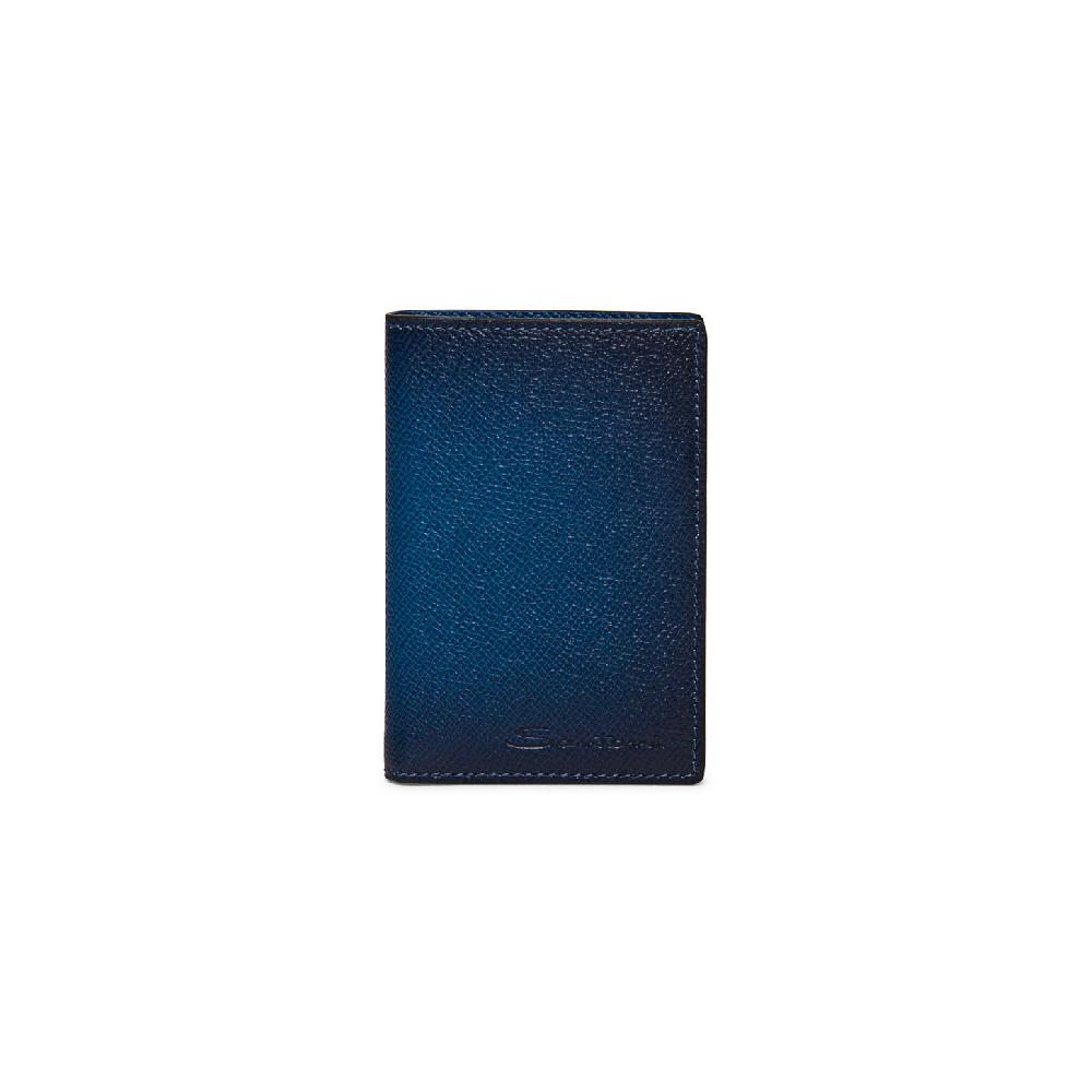 Santoni Portafoglio verticale in saffiano blu Italia