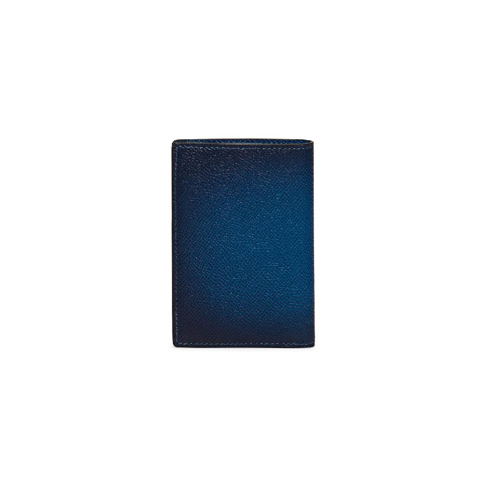 Santoni Portafoglio verticale in saffiano blu Italia
