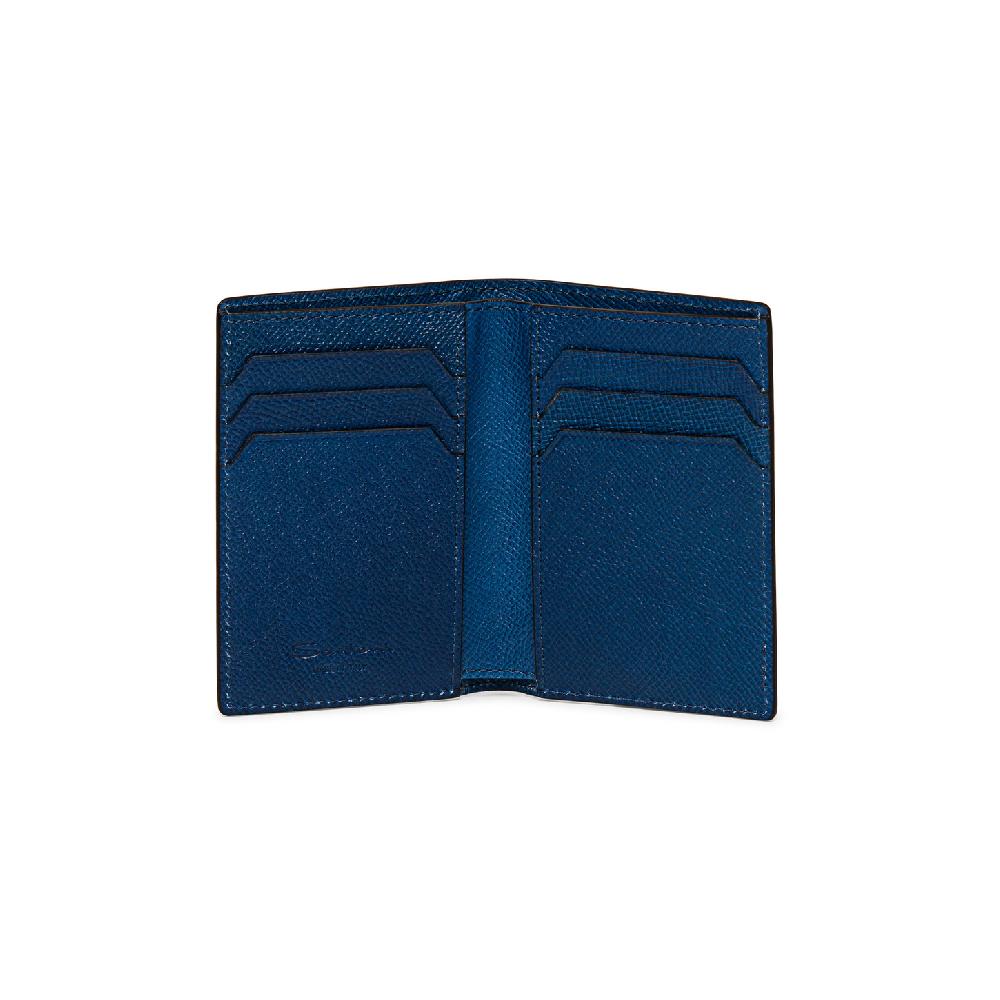 Santoni Portafoglio verticale in saffiano blu Italia