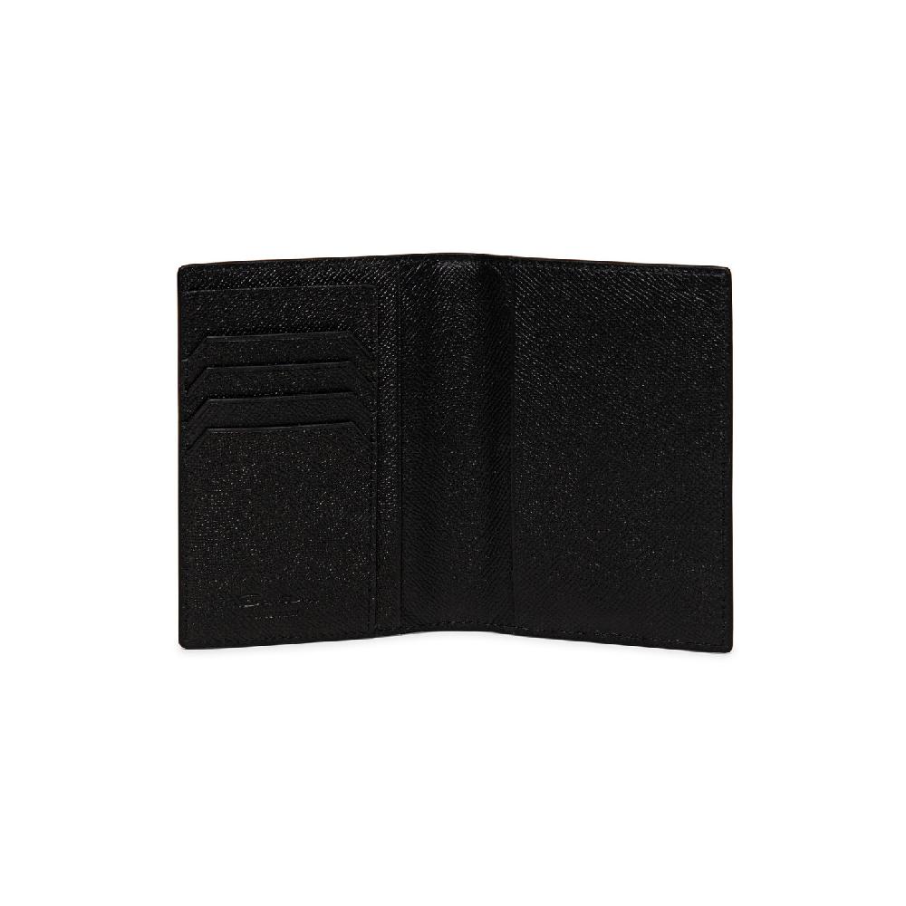 Santoni Custodia per passaporto in saffiano nero Nuovo