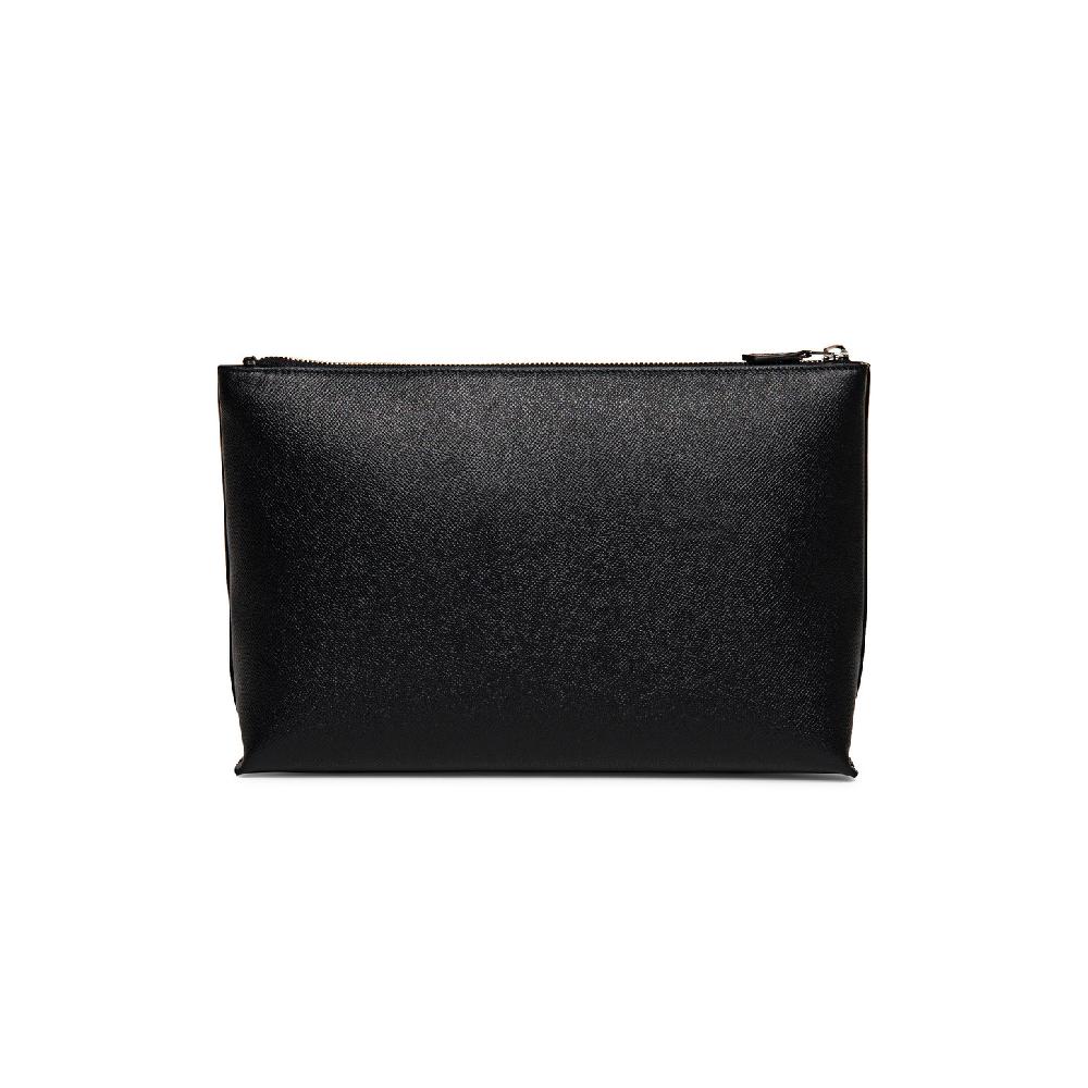 Santoni Pouch in saffiano nero Vendita