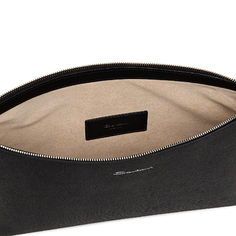 Santoni Pouch in saffiano nero Vendita
