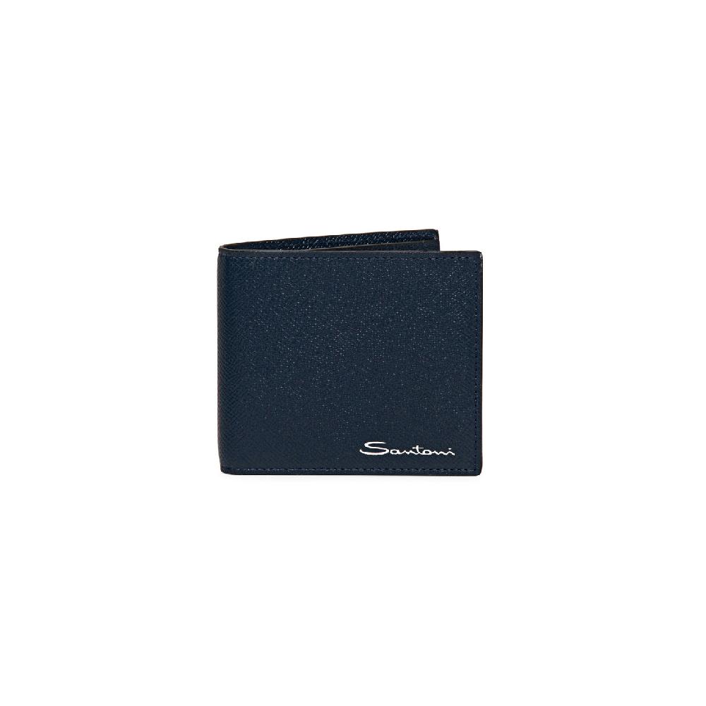 Santoni Portafoglio in saffiano blu Promozione