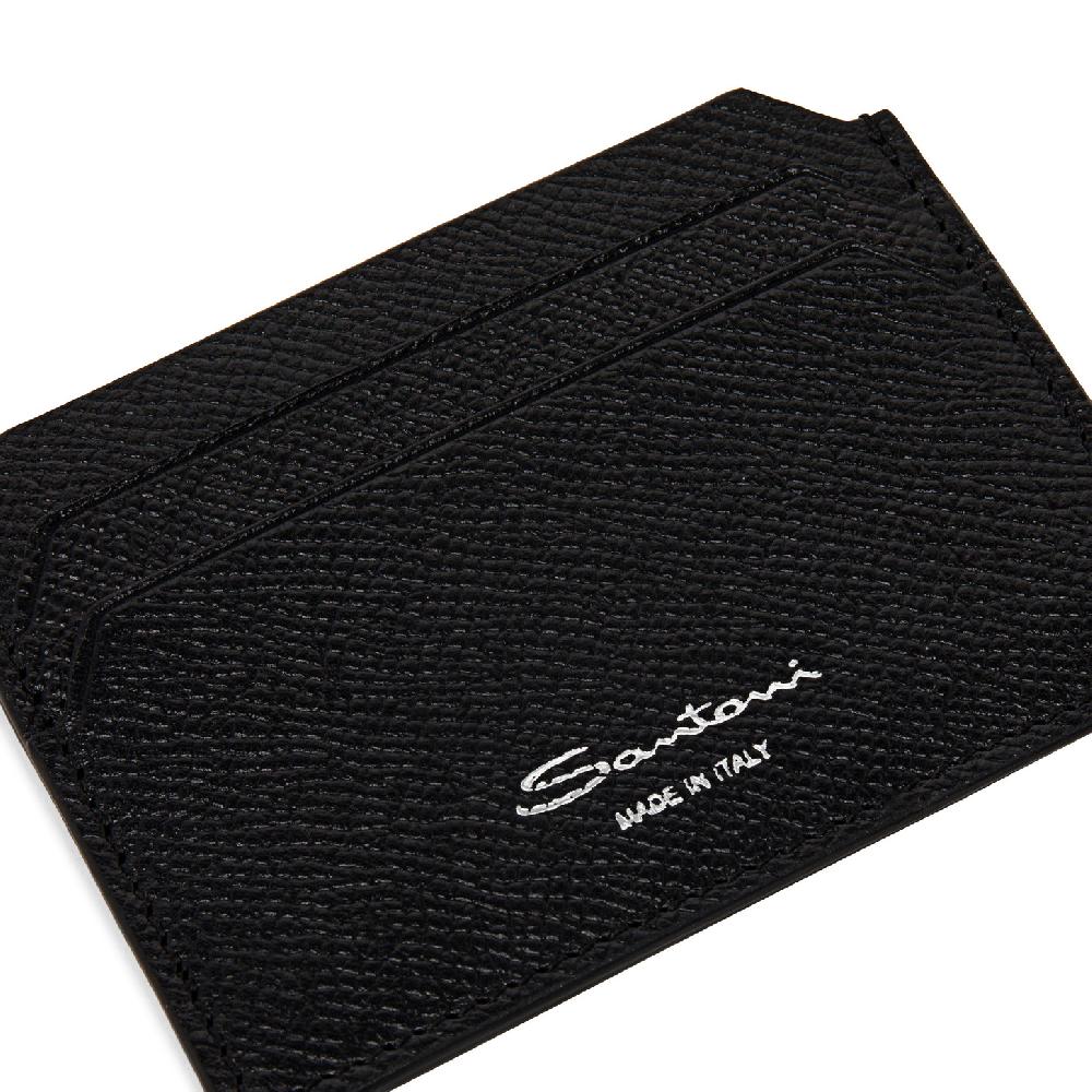 Santoni Porta carte di credito in saffiano nero Pezzi Unici
